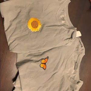 Sunflower/butterfly iron on appliqués tee shirts